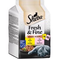 Sheba Fresh & Fine v omáčce s kuřecím masem a lososem 6× 50 g