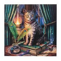 Svítící obraz na plátně s kočkou a knihou - design Lisa Parker
