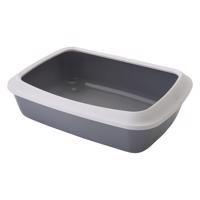 Toaleta pro kočky Savic Iriz s okrajem - 42 cm - světle šedá / bílá