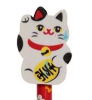 Tužka s gumou s kočkou - Maneki Neko Barva: bílá
