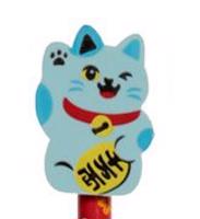 Tužka s gumou s kočkou - Maneki Neko Barva: modrá