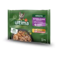 Ultima Cat kapsičky, 48 x 85 g, 38 + 10 zdarma!  - Sterilised  kuřecí a losos