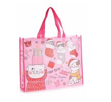 Vánoční nákupní / dárková taška s kočkami - růžová, modrá Barva: růžová