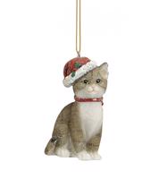 Vánoční ozdoba kočka s čepicí a šálou - 2 varianty Barva: hnědá