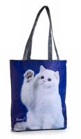 Velká kabelka s bílou kočkou s tlapkou