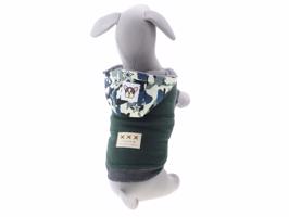 Vsepropejska Bona bunda pro psa s maskáčovou kapucí Barva: Zelená, Délka zad (cm): 20, Obvod hrudníku: 28 - 34 cm