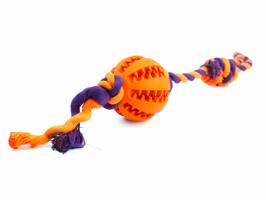 Vsepropejska Gila smyčka s dentálním míčkem pro psa Barva: Oranžová, Délka: 7 cm