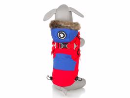 Vsepropejska Ronald zimní bunda pro psa s postrojem Barva: Červená, Délka zad (cm): 25, Obvod hrudníku: 32 - 36 cm