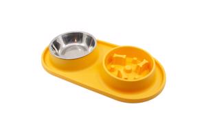 Vsepropejska Volver dvojitá protihltací miska pro psa Barva: Žlutá
