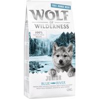 Výhodné balení: 2 x 12 kg Wolf of Wilderness granule - Junior "Blue River" - kuřecí z volného chovu a losos