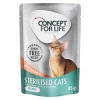 Výhodné balení Concept for Life bez obilovin 24 x 85 g - Sterilised Cats losos - v omáčce