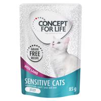 Výhodné balení Concept for Life bez obilovin 48 x 85 g - Senstive Cats jehněčí - v želé