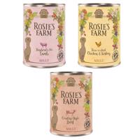 Výhodné balení Rosie's Farm Adult 24 x 400 g  - Míchané balení (kuřecí a krůtí, hovězí, jehněčí)