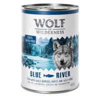 Výhodné balení: Wolf of Wilderness Adult 12 x 400 g - NOVÉ: Blue River - rybí
