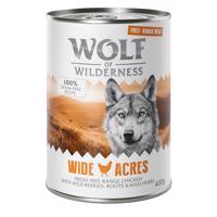 Výhodné balení Wolf of Wilderness "Free-Range Meat" 12 x 400 g - Wide Acres - kuřecí