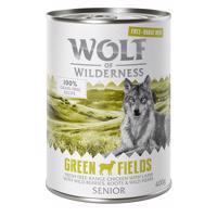 Výhodné balení Wolf of Wilderness "Free-Range Meat" Senior 12 x 400 g - Senior Green Fields - jehněčí a kuřecí
