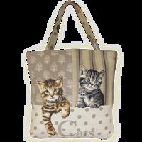 Vyšívaná nákupní taška se dvěma kočkami