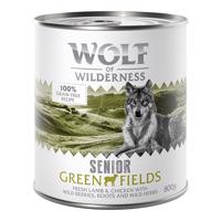 Wolf of Wilderness, 12 x 800 g - 11 + 1 zdarma!  - SENIOR Green Fields - jehněčí & kuřecí