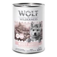 Wolf of Wilderness Junior "Expedition", 6 x 400 g - Muddy Routes - drůbež s vepřovým