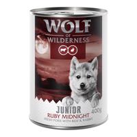 Wolf of Wilderness konzervy, 24 x 400 g - 20 + 4 zdarma - "Red Meat" Junior  Ruby Midnight