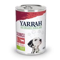 Yarrah Bio kousky 12 x 405 g nebo Bio paté kuře 12 x 400 g - Bio hovězí s bio kopřivou & bio rajčata, 12 x 405 g
