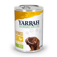 Yarrah Bio kousky 12 x 405 g nebo Bio paté kuře 12 x 400 g - Bio kuře s bio kopřivou & bio tomatovou omáčkou, 12 x 405 g