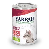 Yarrah Bio kousky 24 x 405 g ve výhodném balení - bio kuře & bio hovězí s bio kopřivou a bio rajčaty