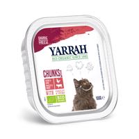 Yarrah Bio kousky v omáčce 6 x 100 g ve výhodném balení - bio kuře & bio hovězí s bio petrželkou a bio tymiánem