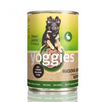 Yoggies konzerva pro psy s masovou směsí (kuře, vepřové, hovězí) králíkem a hráškem 400g